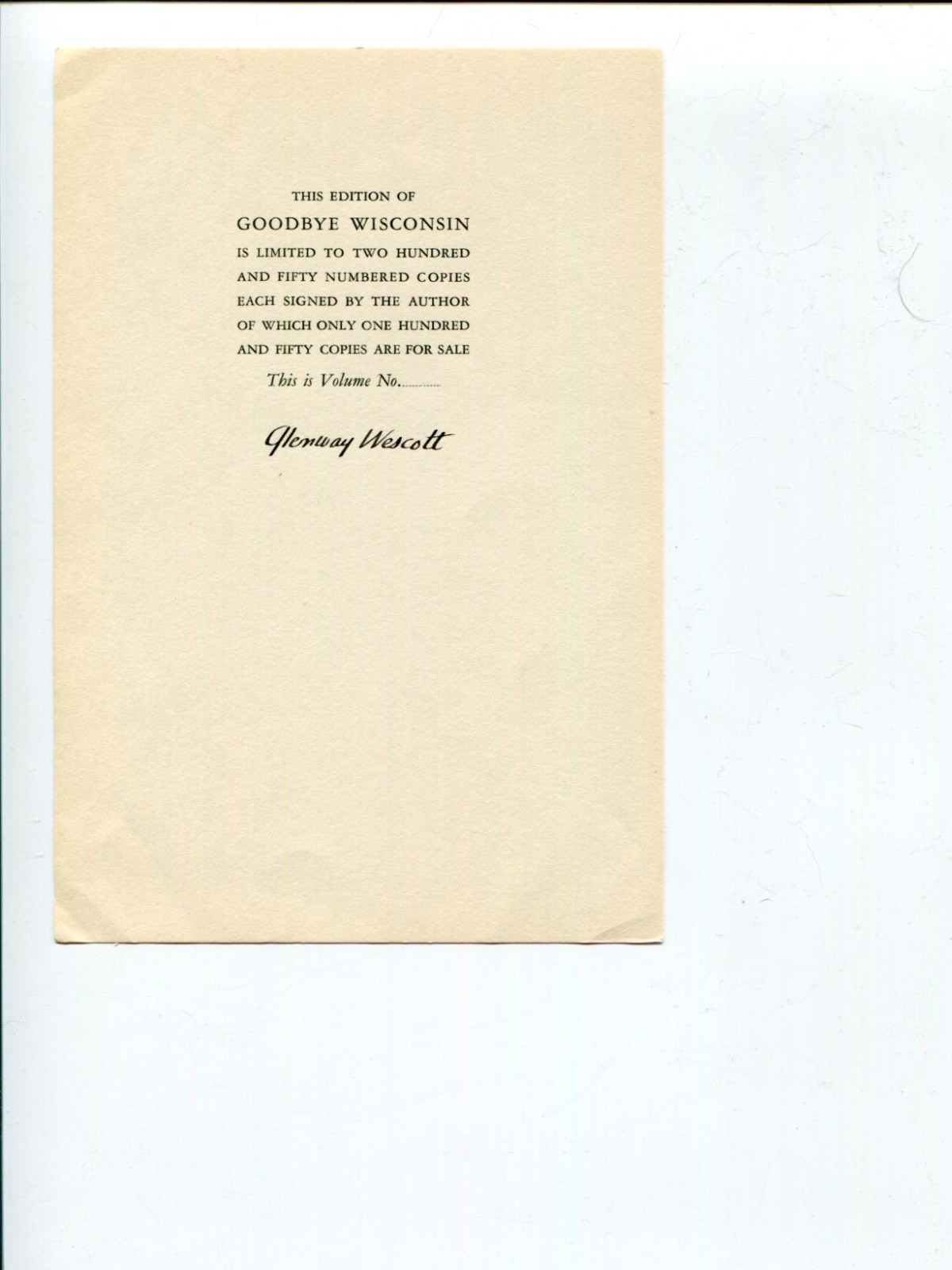 Glenway Wescott Gay Author Novelist Signed Autograph