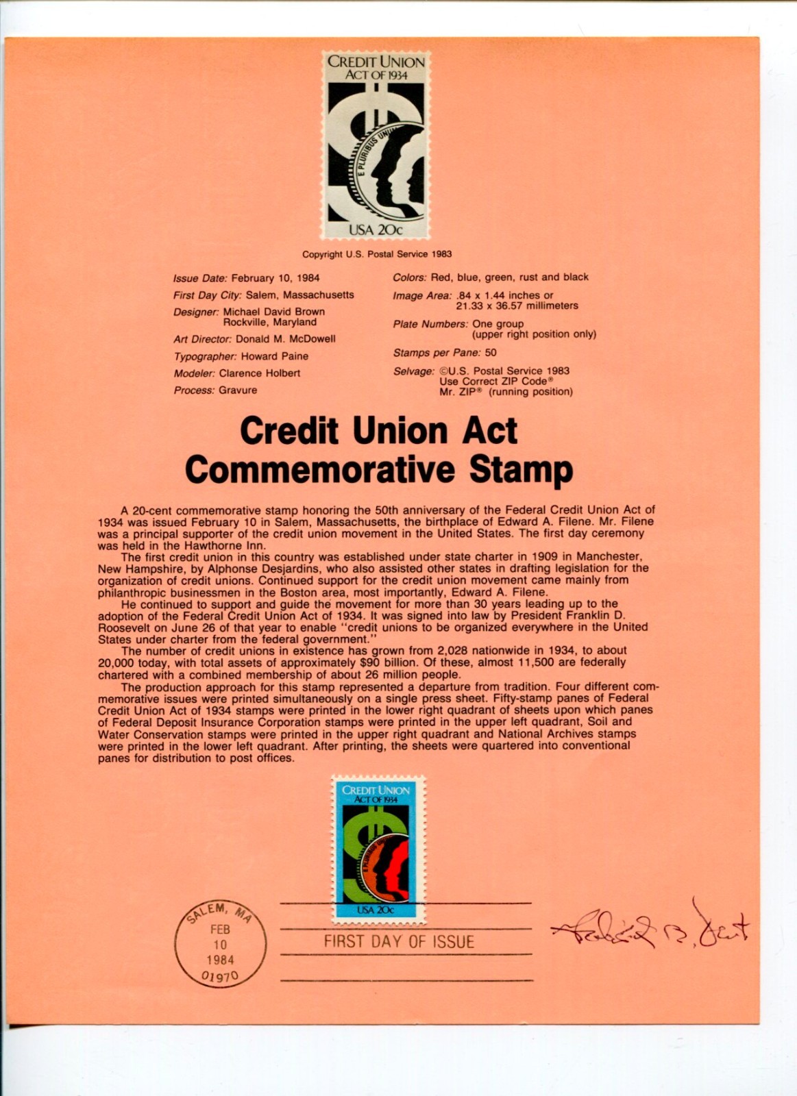 Frederick B Dent US Secretary of Commerce Nixon Ford Signed Autograph FDC Sheet