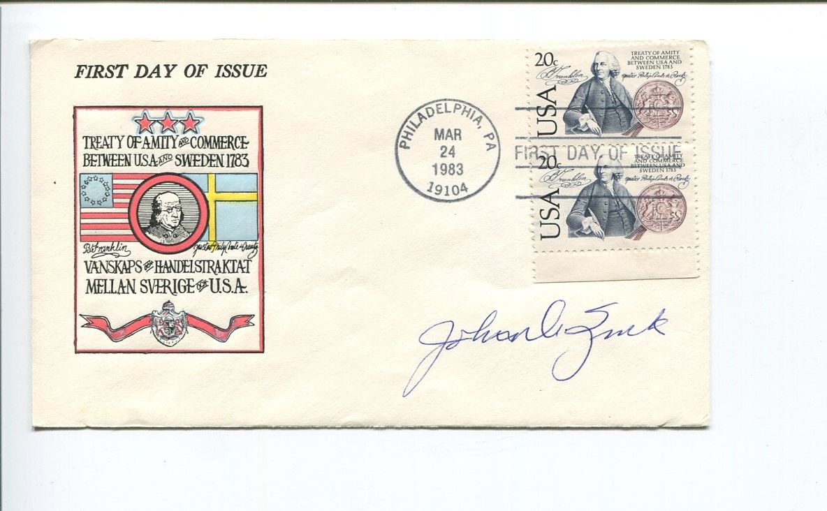 John Zink WWII War USN Navy Fighter Pilot Ace VF-11 DFC Signed Autograph FDC