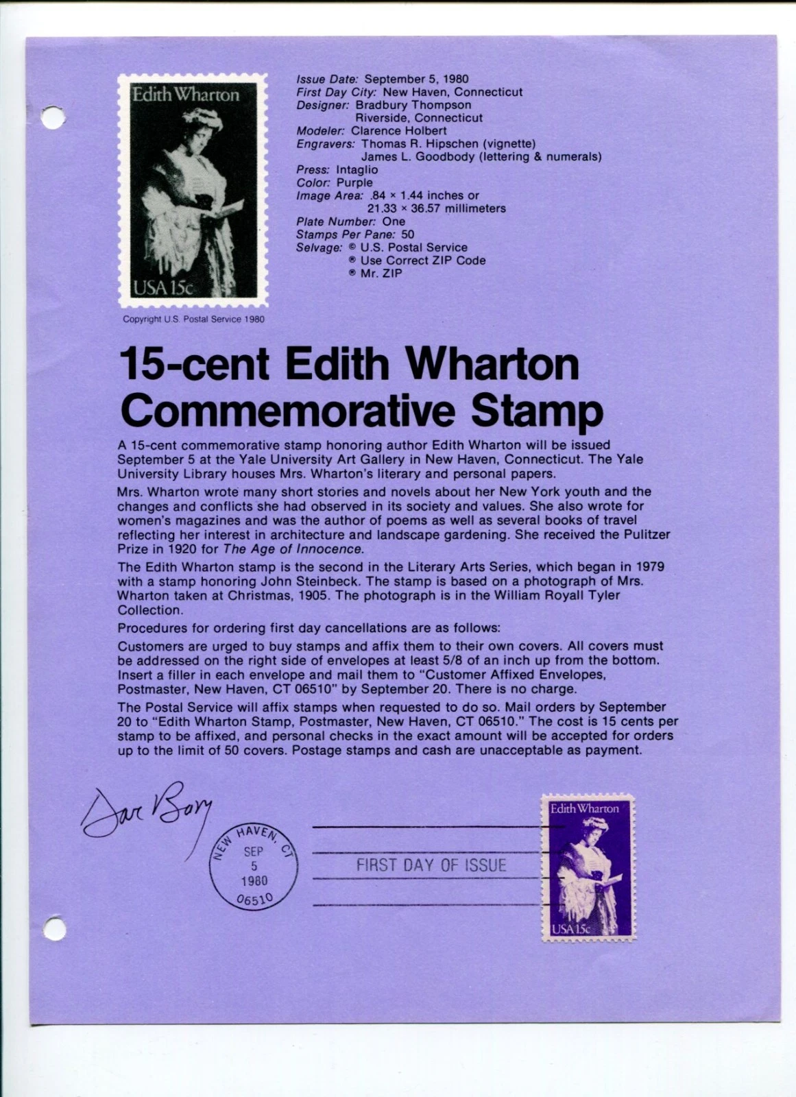 Dave Barry Pulitzer Prize Miami Herald Author Signed Autograph FDC Sheet