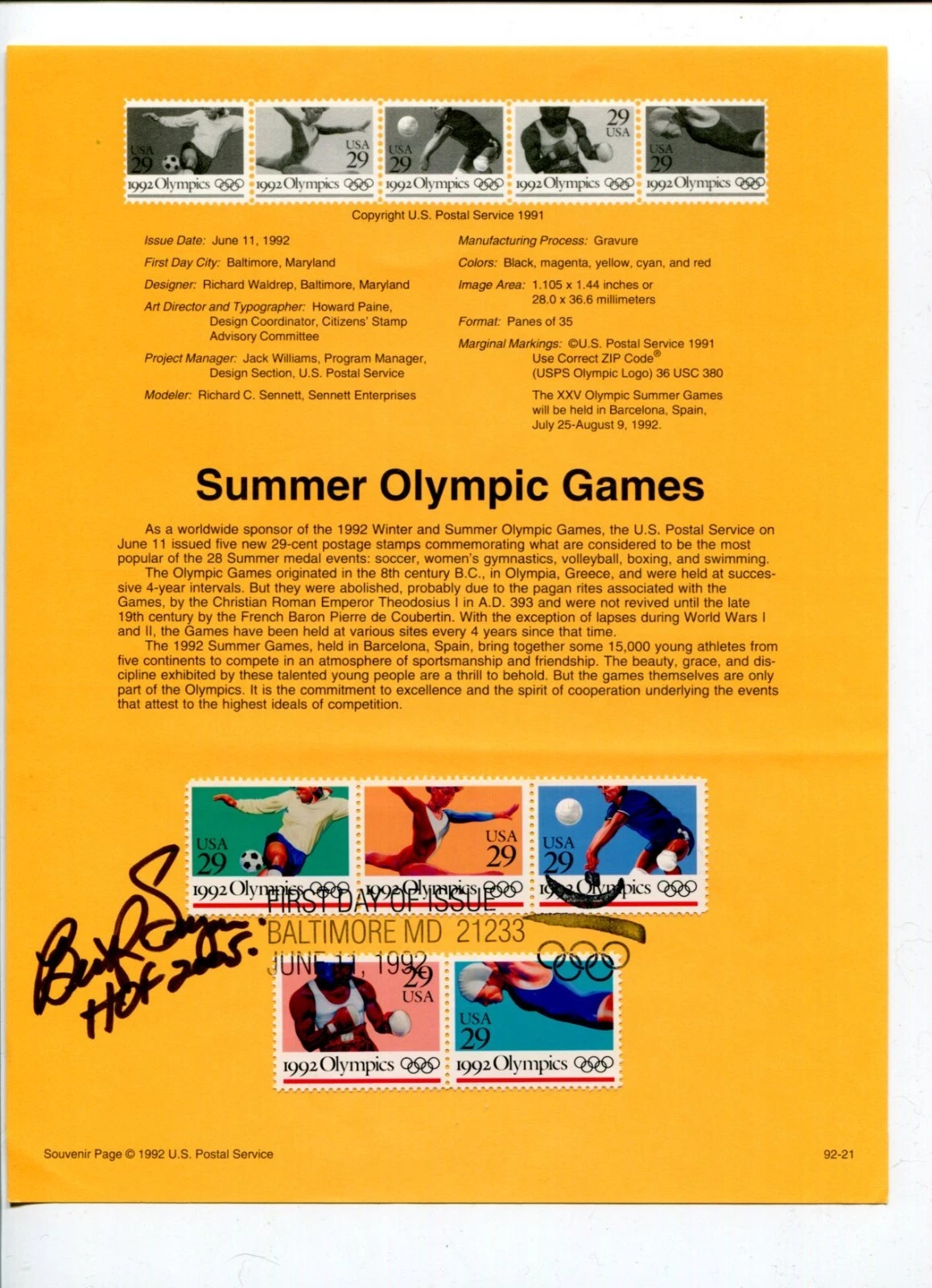 Bert Sugar Boxing Writer Author Rare HOF Signed Autograph FDC Sheet