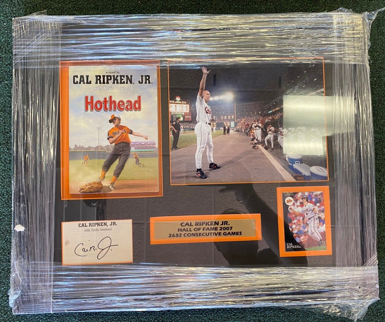 CAL RIPKEN JR BALTIMORE ORIOLES SIGNED AUTOGRAPHED CUT MATTED & FRAMED W/COA
