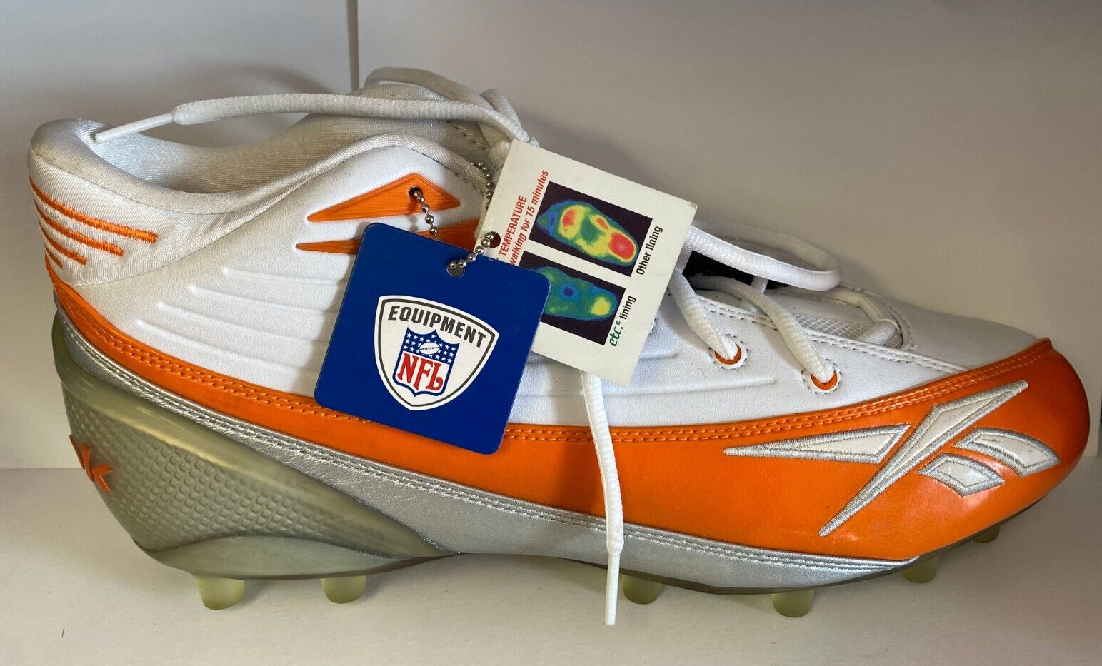 REEBOK NFL MIAMI DOLPHINS TEAM COLORS ADULT SIZE CLEAT (GREAT FOR AUTOGRAPHS)