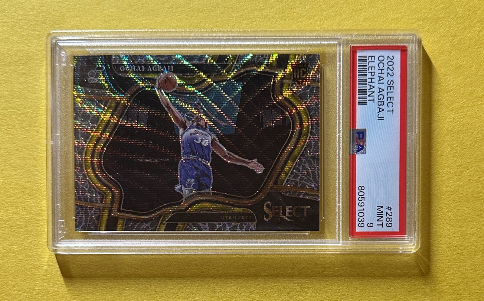 2022 PANINI SELECT OCHA AGBAJI ELEPHANT PRIZM #289 PSA MINT 9 JAZZ