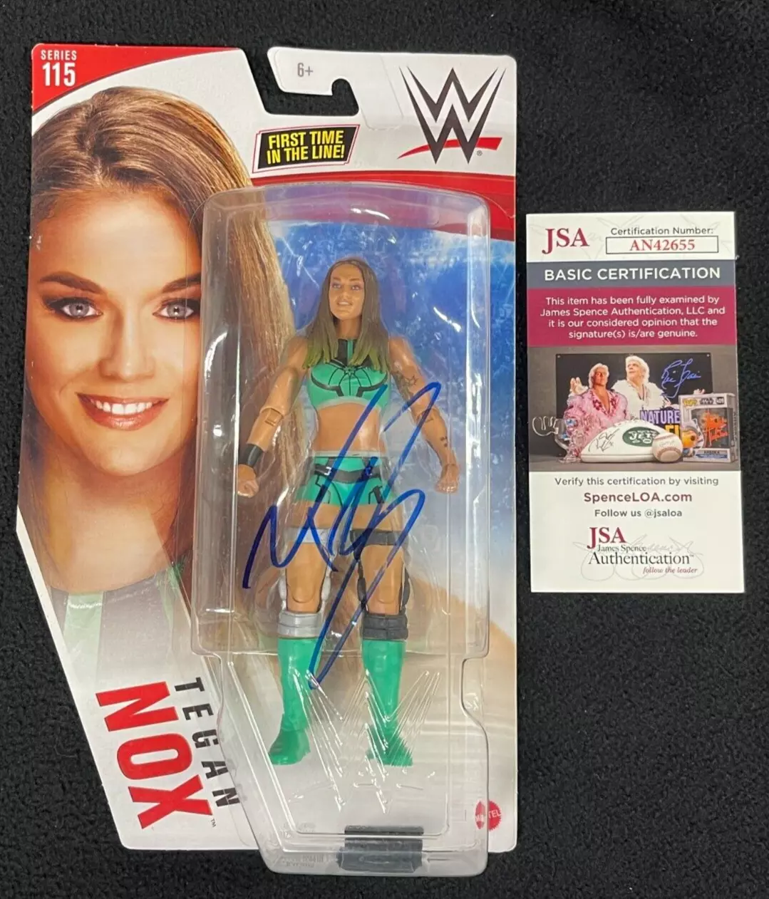 TEGAN NOX SIGNED WWE BASIC SERIES 115 1ST TIME IN LINE ACTION FIGURE JSA COA COLLECTIBLE MEMORABILIA