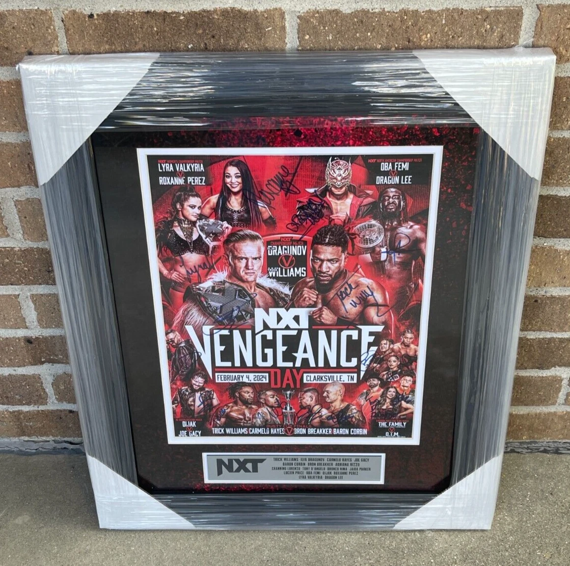 2024 WWE NXT Vengeance Day Multi Signed Framed Event Card 11x14 Photo JSA COA
