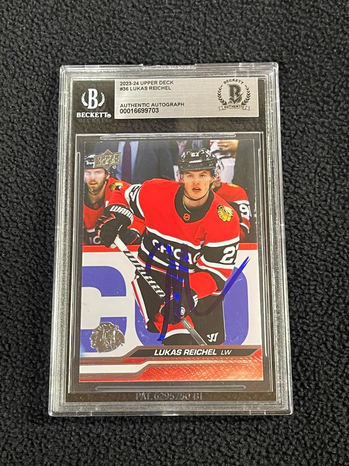 Lukas Reichel Signed 2023-24 Upper Deck Hockey Card #36 Beckett Slabbed