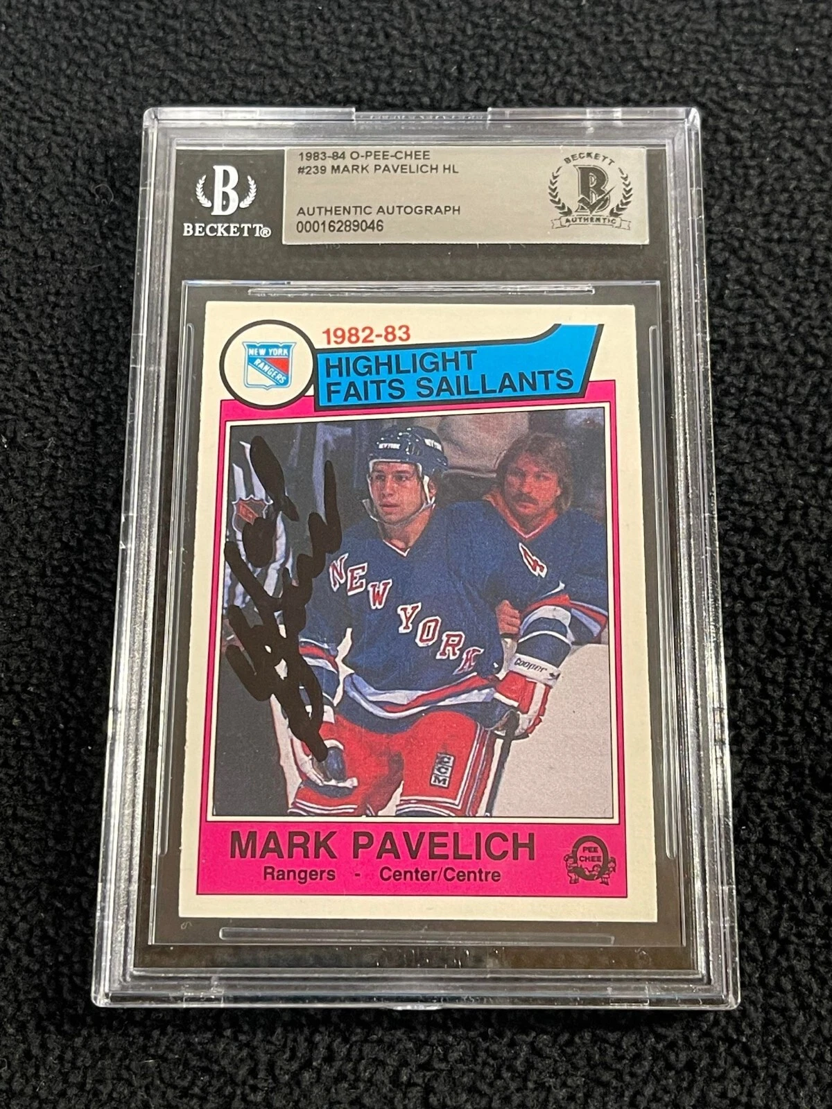 Mark Pavelich Signed 1983-84 O-Pee-Chee Hockey Card #239 Beckett