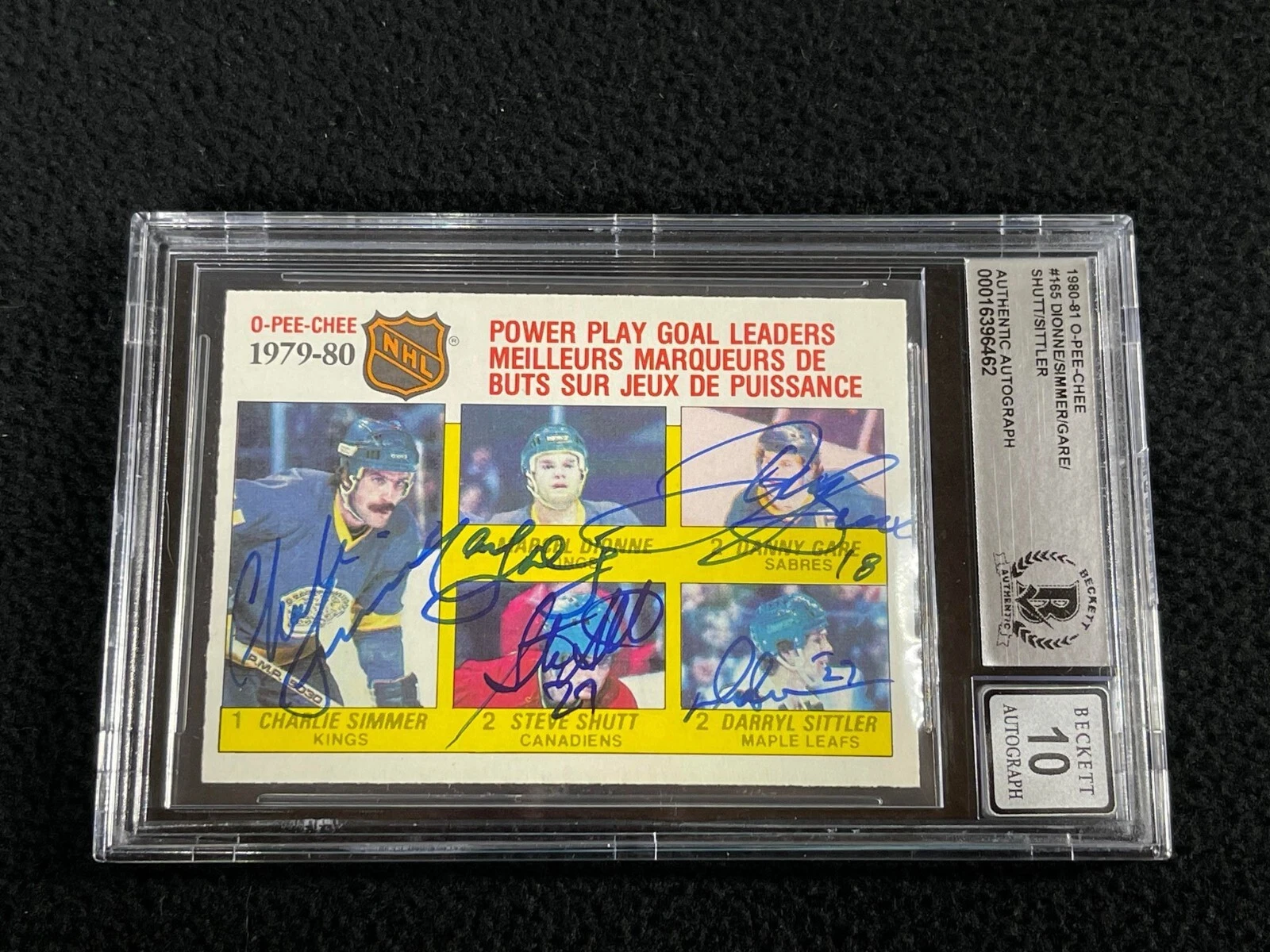 Simmer, Dionne, Gare, Shutt & Sittler Signed 1980-81 O-Pee-Chee Card 165 Beckett
