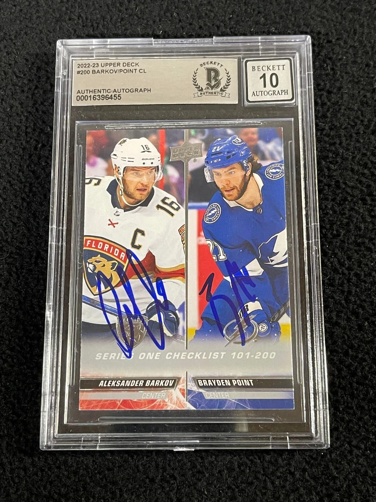 ALEKSANDER BARKOV BRAYDEN POINT 2022-23 UPPER DECK CARD #200 BECKETT 10 AUTO COLLECTIBLE MEMORABILIA