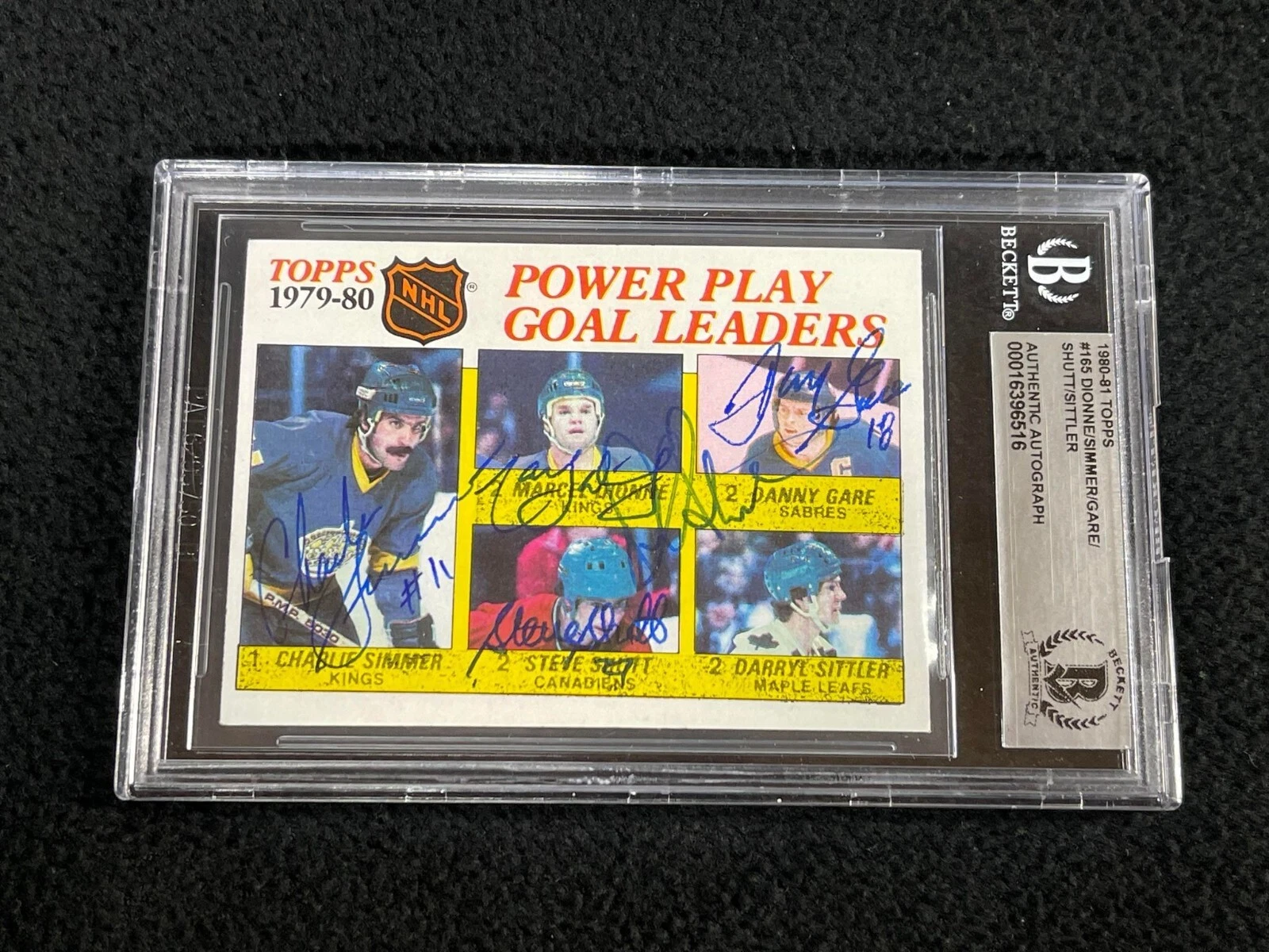 Simmer Dionne Gare Shutt Darryl Sittler Signed 1980-81 Topps Card #165 Beckett
