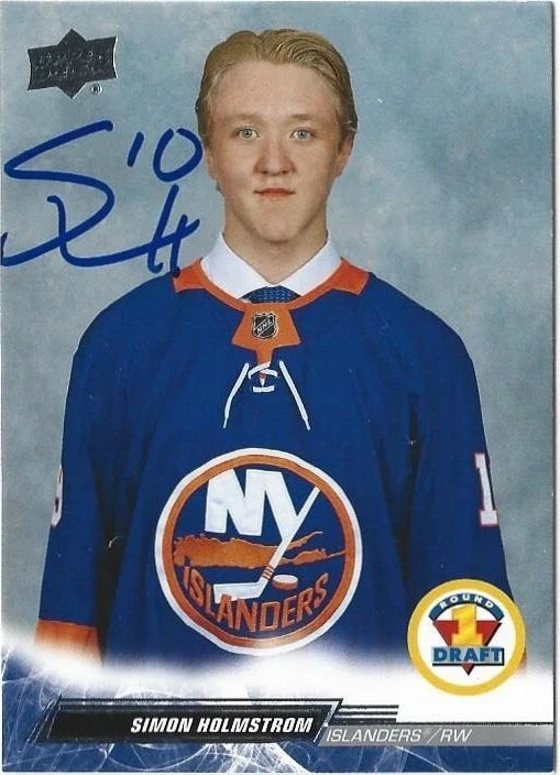 Simon Holmstrom Signed 2022-23 Upper Deck Hockey Card #748 New York Islanders