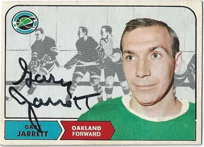 Gary Jarrett Signed 1968-69 O-Pee-Chee Hockey Card #87 Oakland Seals