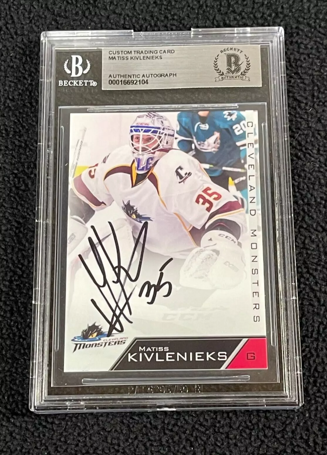 Matiss Kivlenieks Signed Cleveland Monsters Custom Trading Card BAS Certified