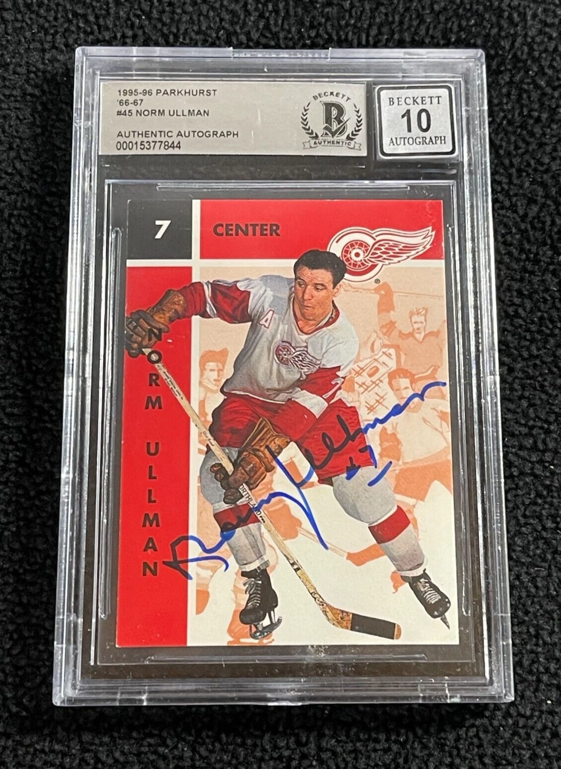 Norm Ullman Signed 1995-96 Parkhurst Card #45 Beckett Certified Auto 10