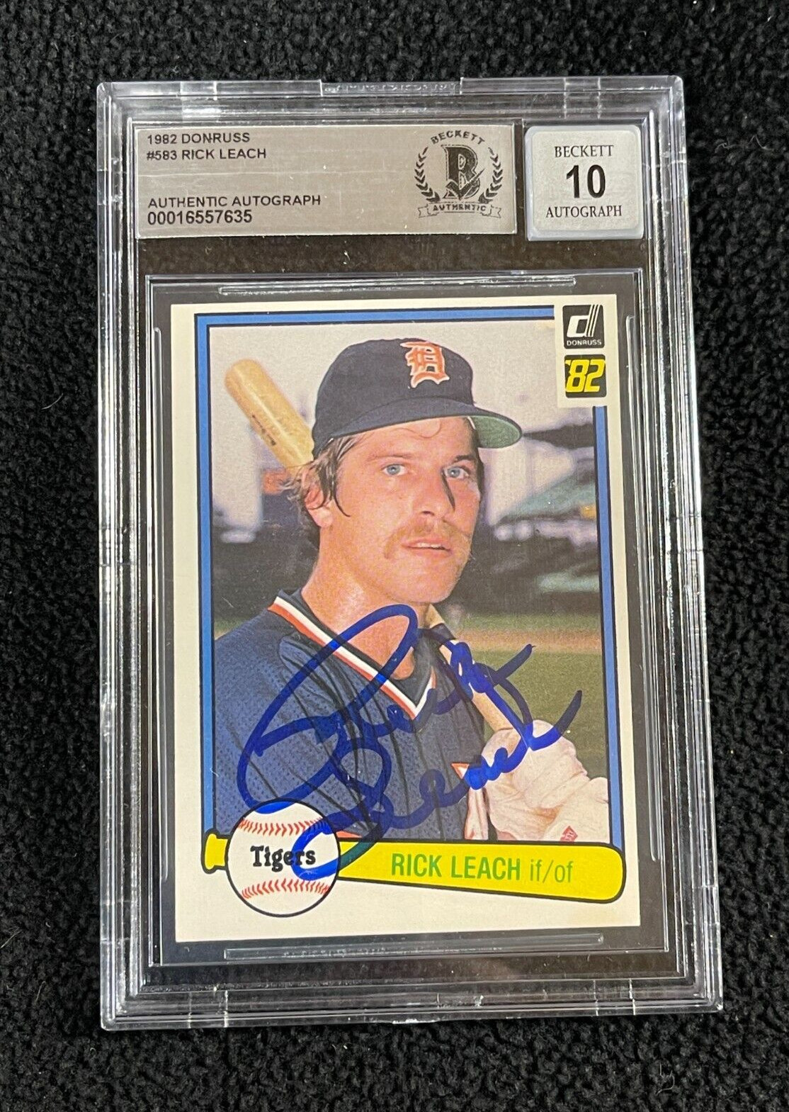 Rick Leach Signed 1982 Donruss Card #583 BAS Certified Auto 10 Detroit Tigers
