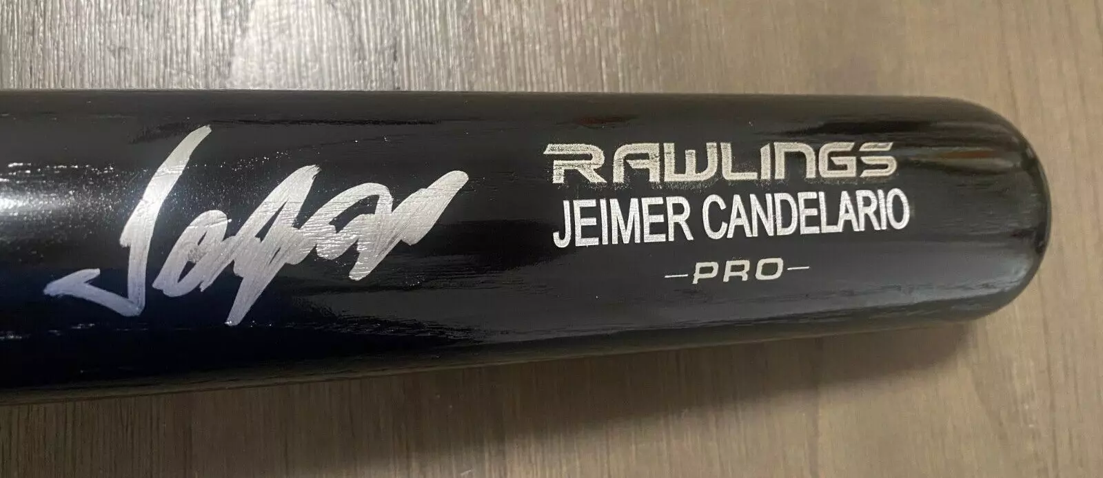 JEIMER CANDELARIO CINCINNATI REDS SIGNED AUTO RAWLINGS ENGRAVED BLACK BAT JSA **
