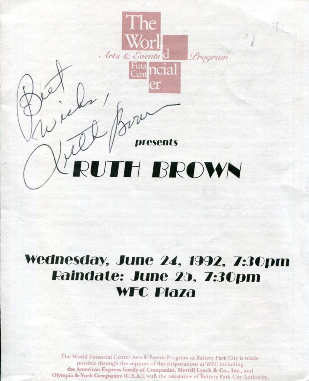 Ruth Brown Queen of R&B Singer So Long Teardrops from My Eyes Signed Autograph