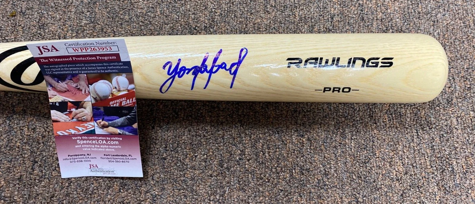 YORDAN ALVAREZ HOUSTON ASTROS SIGNED AUTOGRAPHED BLONDE RAWLINGS PRO BAT JSA *
