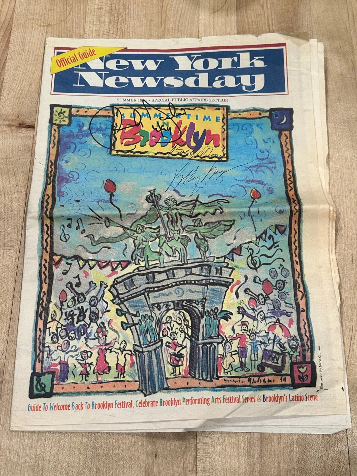 Bobby Bragan Bobby Morgan & Unknown Brooklyn Dodgers Signed Autograph Newspaper