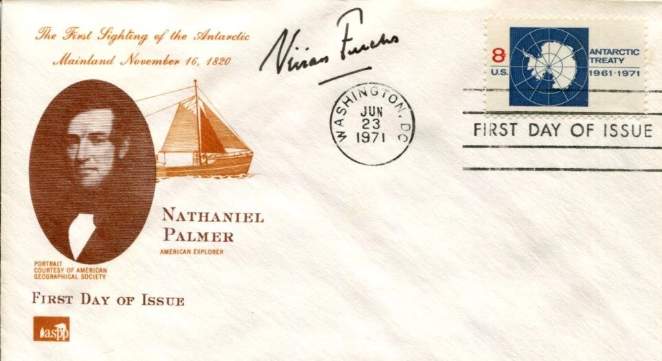 VIVIAN FUCHS EXPLORER TRANS-ANTARCTIC EXPEDITION SOUTH POLE SIGNED AUTOGRAPH FDC COLLECTIBLE MEMORABILIA