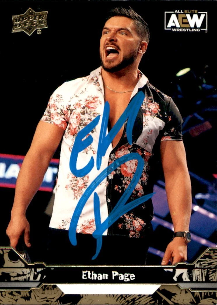 ETHAN PAGE SIGNED 2023 AEW UPPER DECK GOLD CARD #24 WWE NXT COLLECTIBLE MEMORABILIA