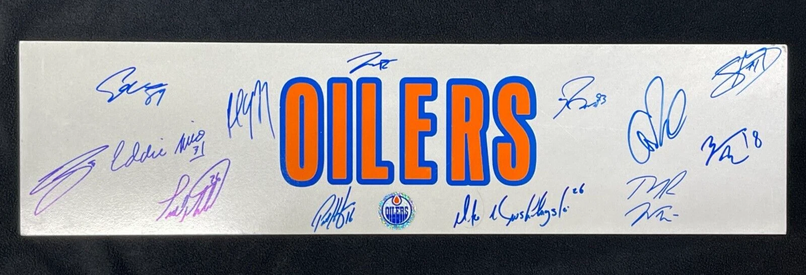 Edmonton Oilers Greats Multi-Signed 6x24 Custom Street Sign Connor McDavid JSA