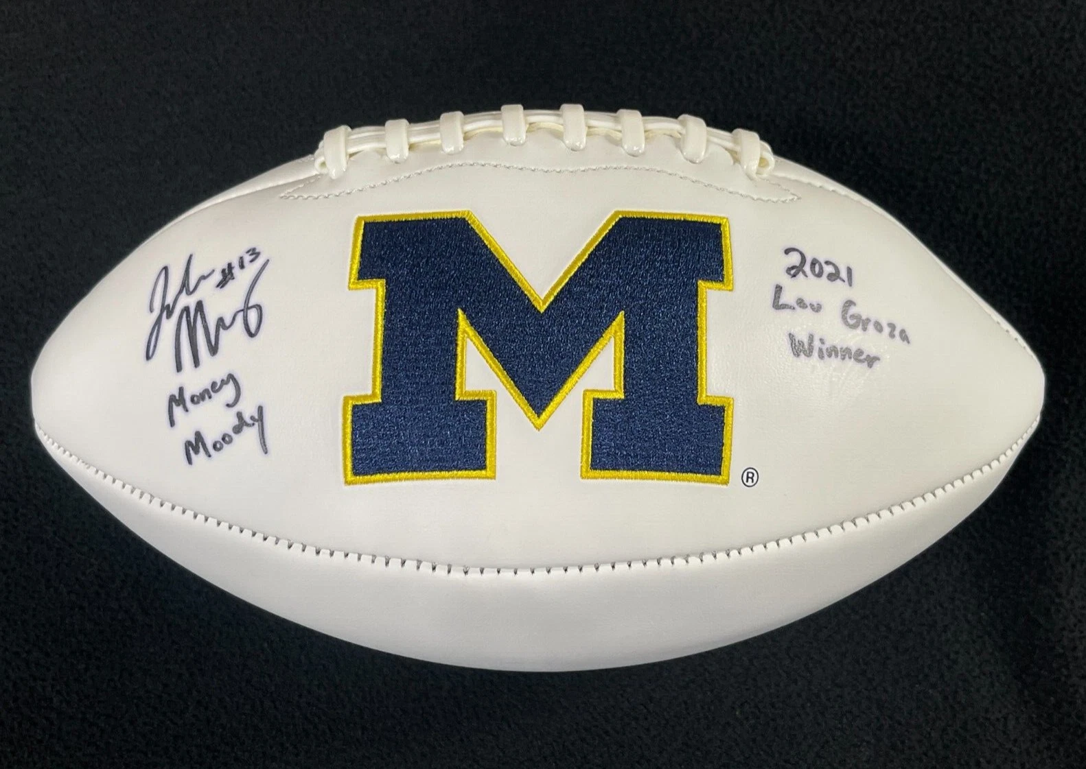 Jake Moody Signed & Multi Inscribed Lou Groza Michigan Wolverines Football JSA