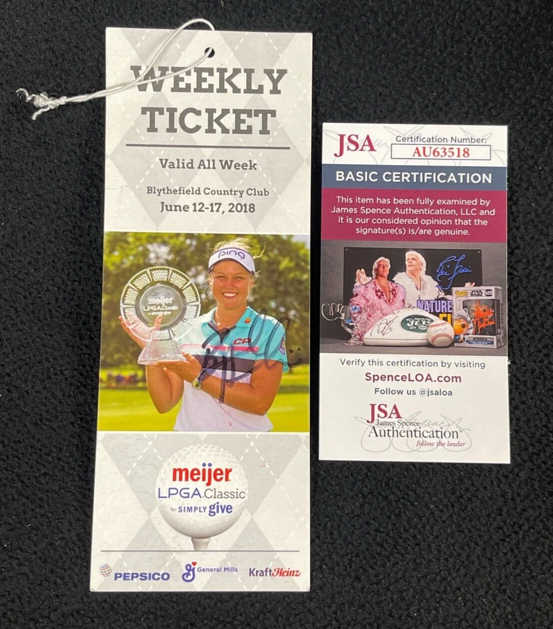Brooke Henderson Signed LPGA Meijer Classic Ticket Pass JSA COA