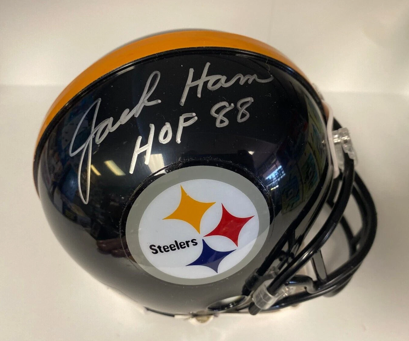 JACK HAM HOF 88 PITTSBURGH STEELERS SIGNED AUTOGRAPHED MINI HELMET BECKETT BAS