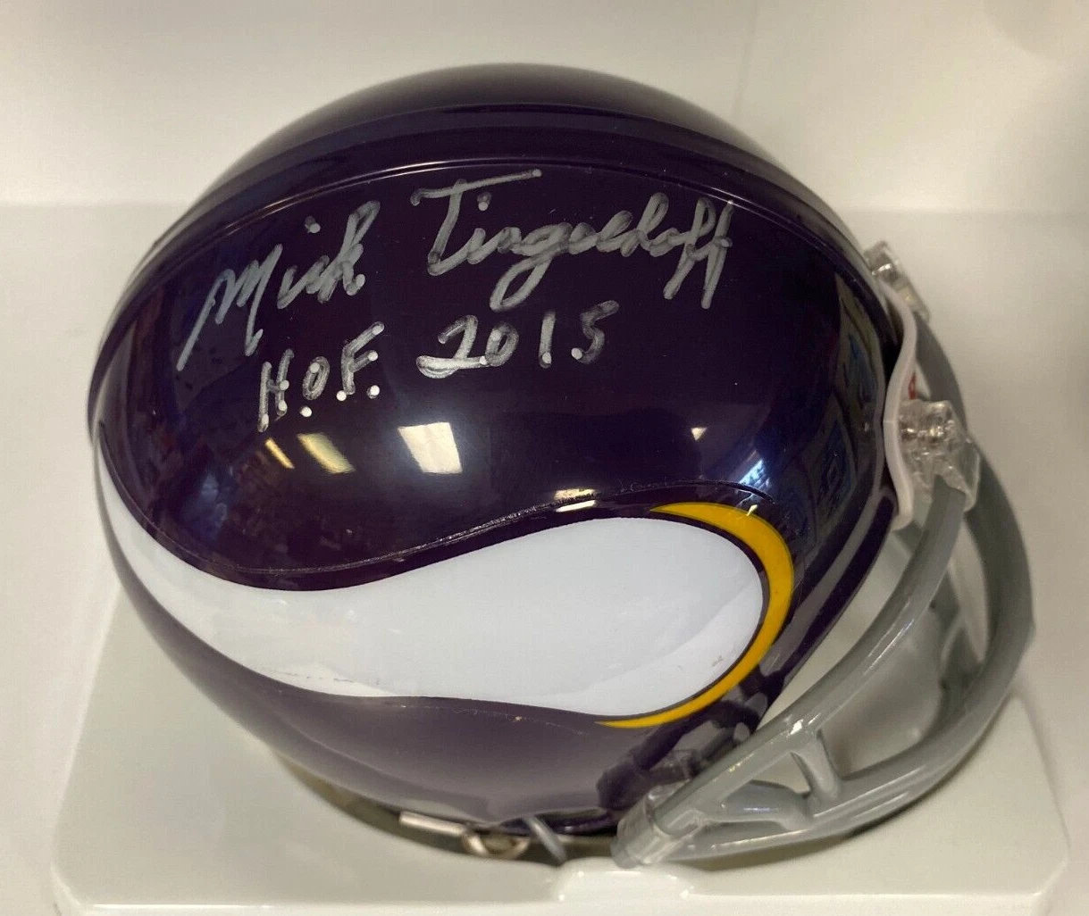MICK TINGELOFF HOF 2015 VIKINGS SIGNED AUTOGRAPHED MINI HELMET BECKETT BAS