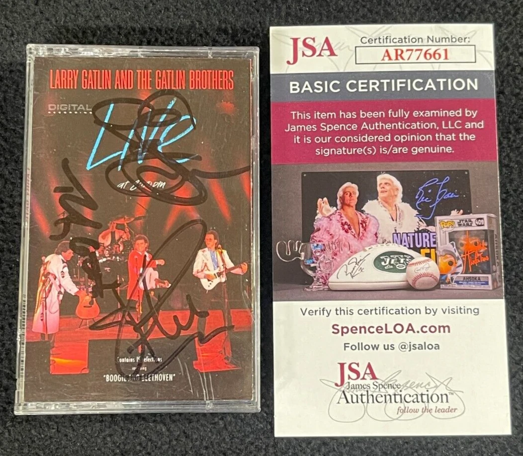 Larry Gatlin & The Gatlin Brothers Signed Live Tape Insert JSA COA AR77661