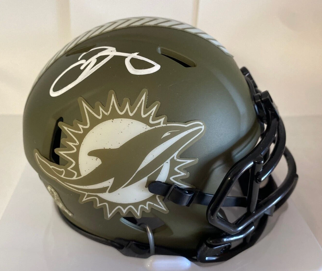 ODELL BECKHAM JR MIAMI DOLPHINS SIGNED AUTOGRAPHED CAMO MINI HELMET BECKETT BAS
