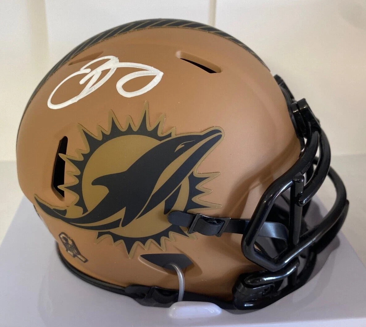 ODELL BECKHAM JR MIAMI DOLPHINS SIGNED AUTOGRAPH CAMO MINI HELMET BECKETT BAS **