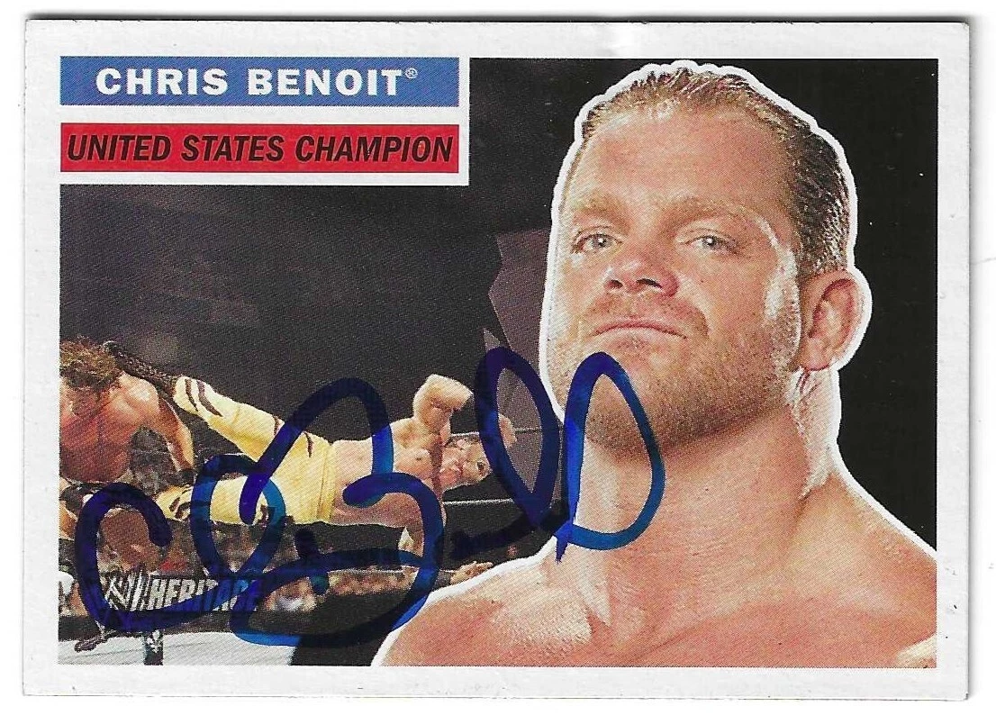 Chris Benoit Signed 2005 Topps Heritage WWE Card #35 JSA LOA