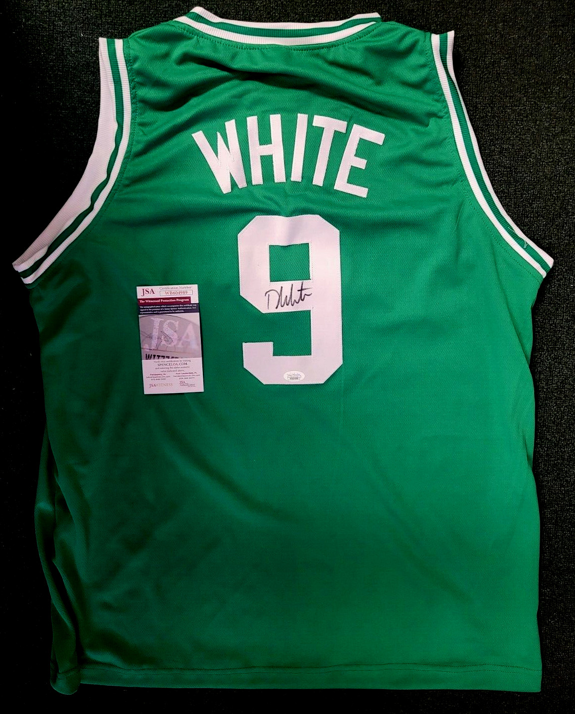 DERRICK WHITE #9 BOSTON CELTICS SIGNED AUTOGRAPH CUSTOM JERSEY SZ XL JSA COA **