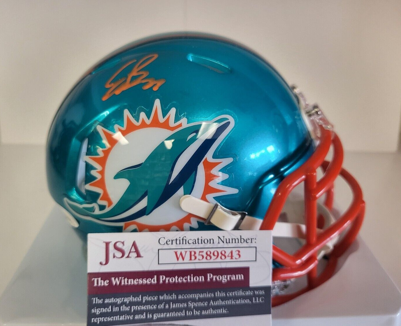 ETHAN BONNER MIAMI DOLPHINS SIGNED AUTOGRAPH SPEED RIDDELL MINI HELMET JSA COA
