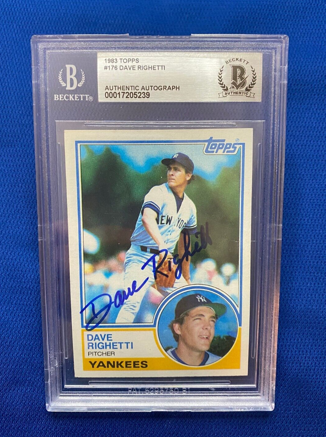 1983 TOPPS DAVE RIGHETTI NEW YORK YANKEES SIGNED AUTOGRAPHED #176 CARD BECKETT