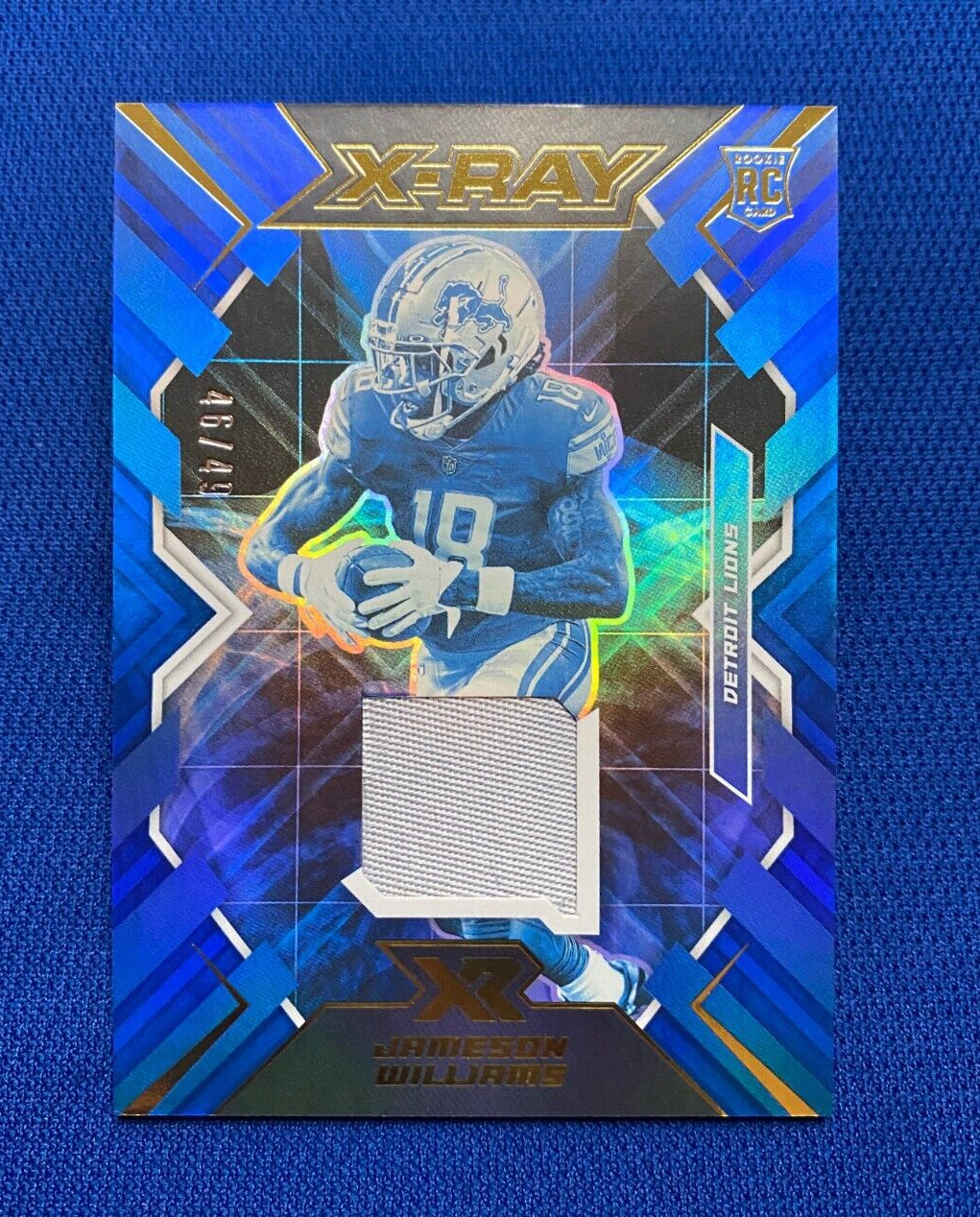 2022 PANINI XR JAMESON WILLIAMS DETROIT LIONS X-RAY JERSEY RELIC RC CARD /49
