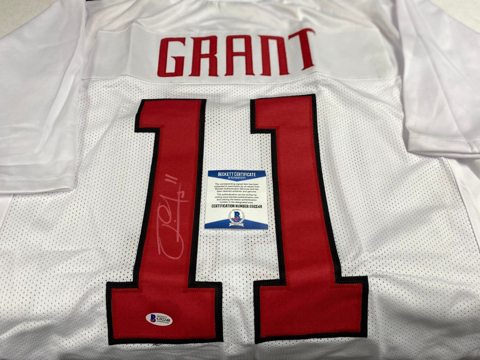 JAKEEM GRANT TEXAS TECH SIGNED AUTOGRAPH CUSTOM WHITE JERSEY SZ XL BECKEETT