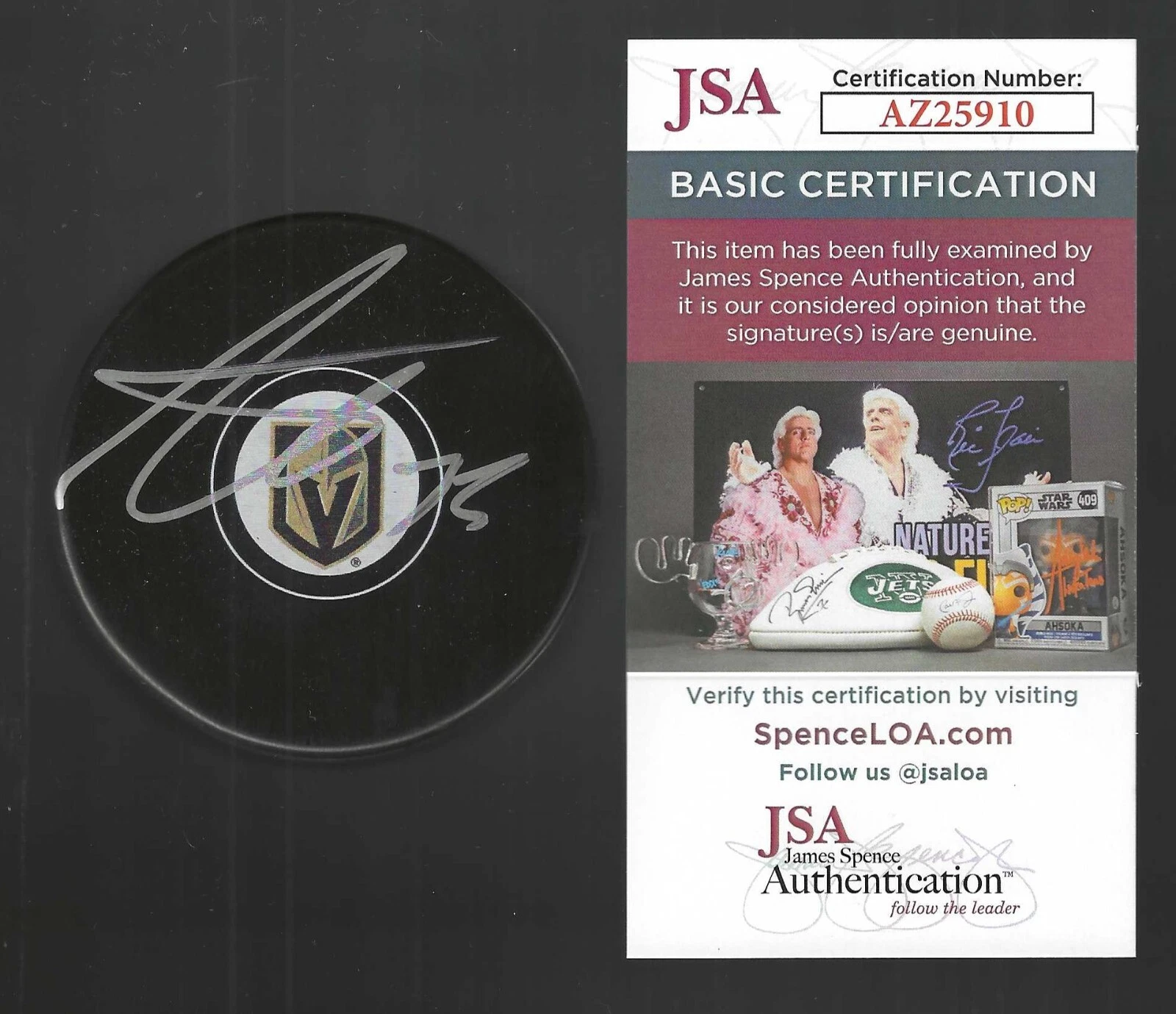 Adin Hill Signed Vegas Golden Knights Puck JSA COA