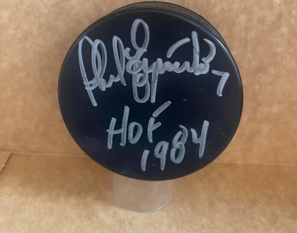PHIL ESPOSITO BRUINS RANGERS HOF 84 SIGNED PUCK BECKETT AUTH
