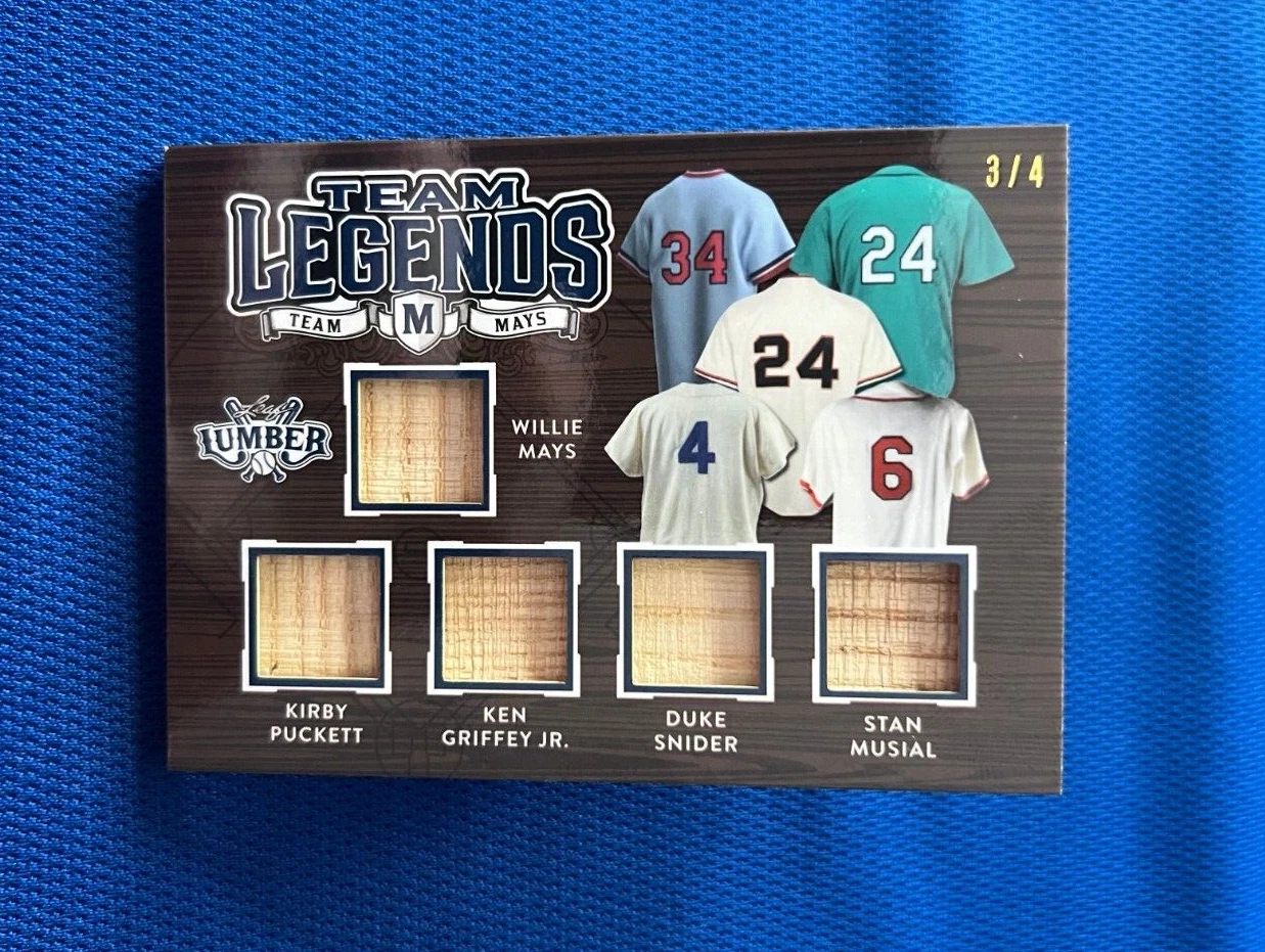 2024 LEAF LUMBER TEAM LEGENDS MAYS GRIFFEY JR PUCKETT SNIDER MUSIAL BAT CARD 3/4