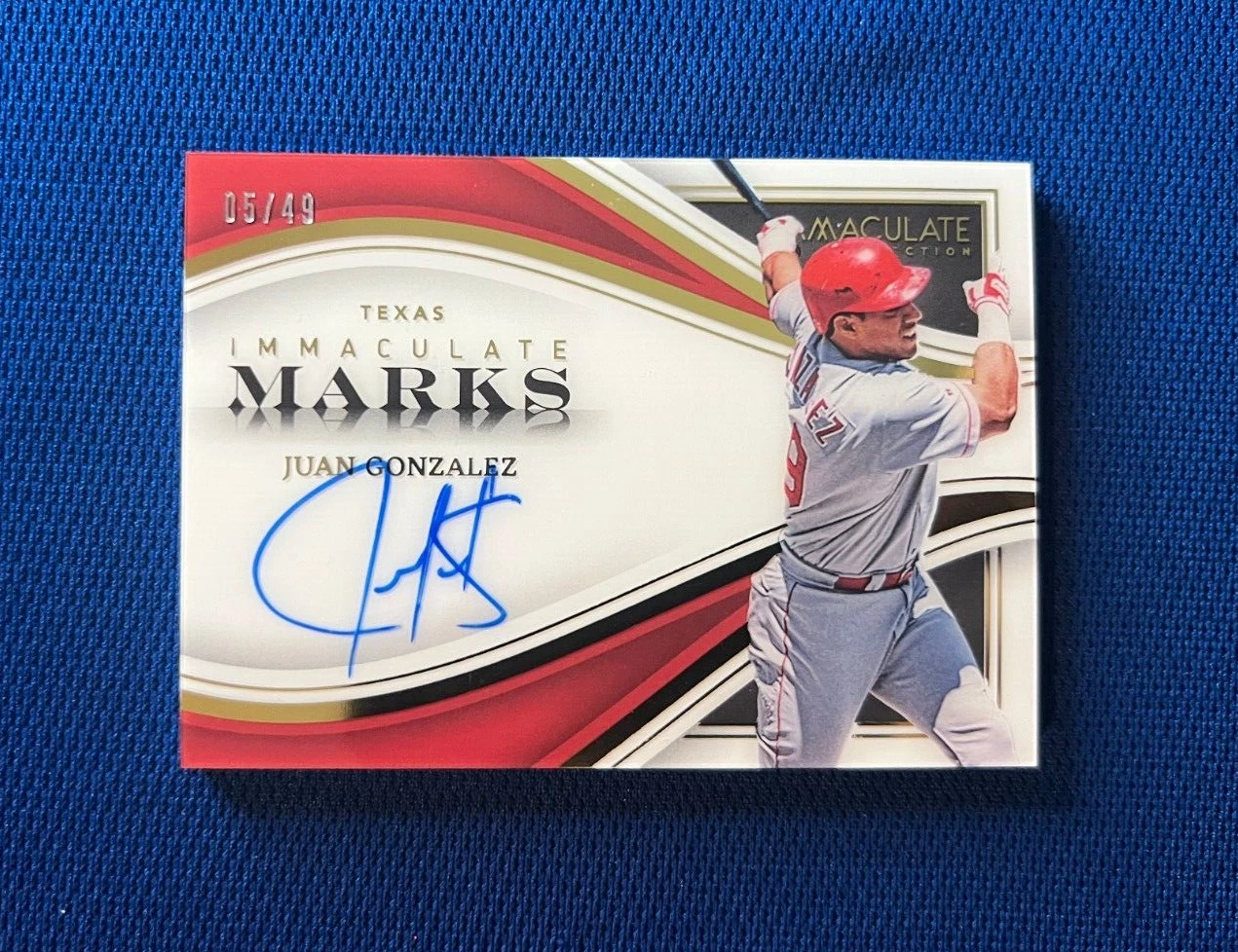2023 IMMACULATE MARKS JUAN GONZALEZ TEXAS RANGERS AUTO SIGNED CARD /49 #IM-JG