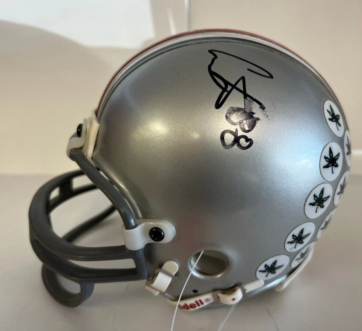 CRIS CARTER OHIO STATE SIGNED AUTOGRAPHED MINI HELMET W/COA (SMUDGE AUTO)