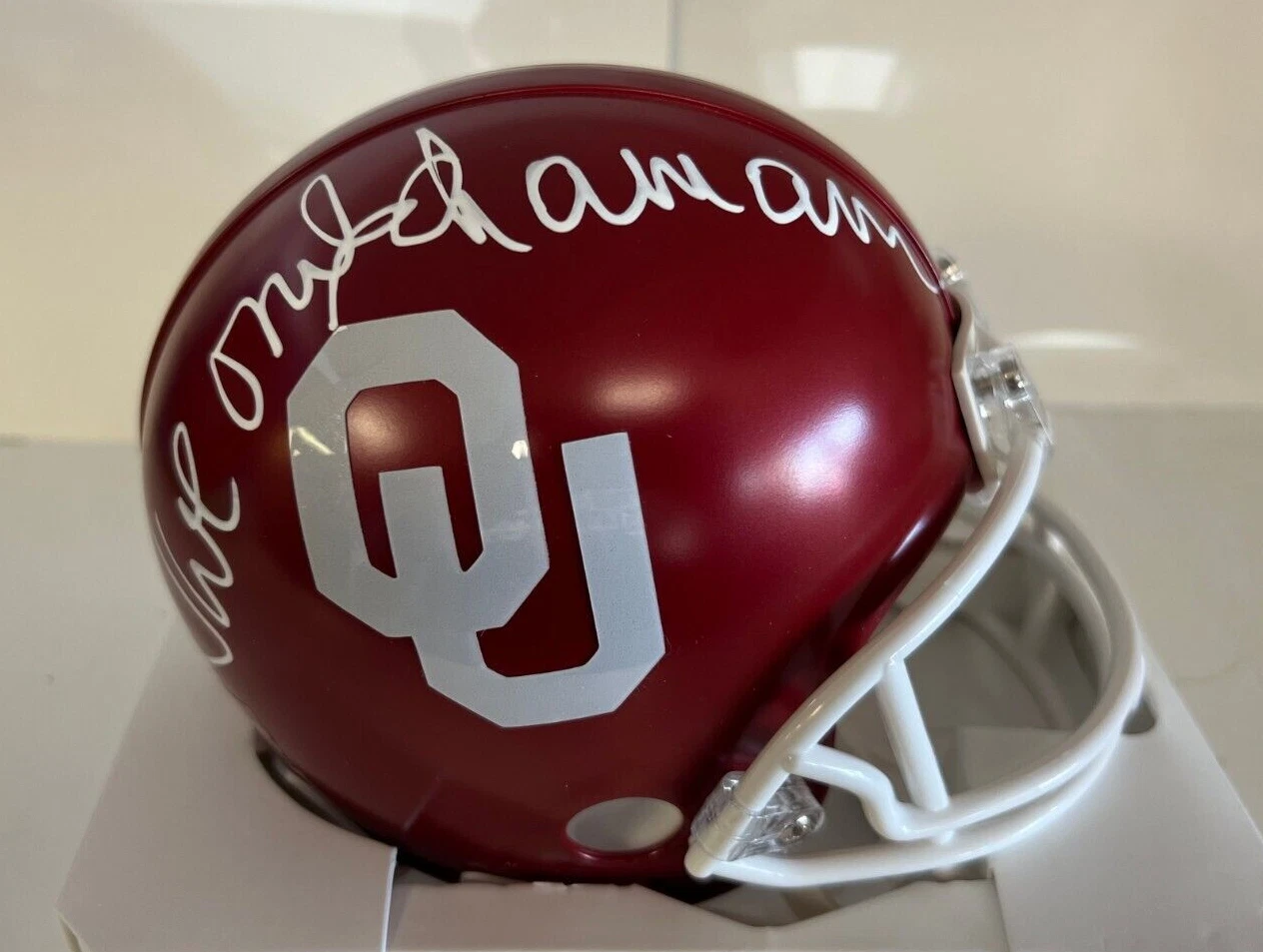 UWE VON SCHAMANN OKLAHOMA SOONERS THE KICK SIGNED AUTOGRAPHED MINI HELMET W/COA