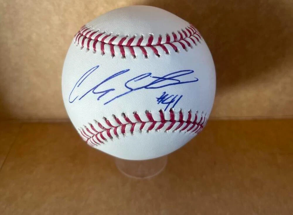 CARLOS SANTANA CLEVELAND GUARDIANS SIGNED AUTO M.L. BASEBALL BECKETT AUTH