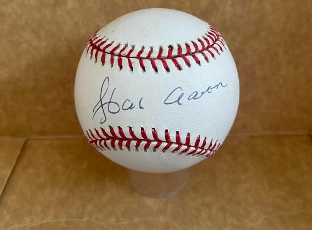 HANK AARON SIGNED AUTO PEARL WHITE UPPER DECK 016364 BASEBALL