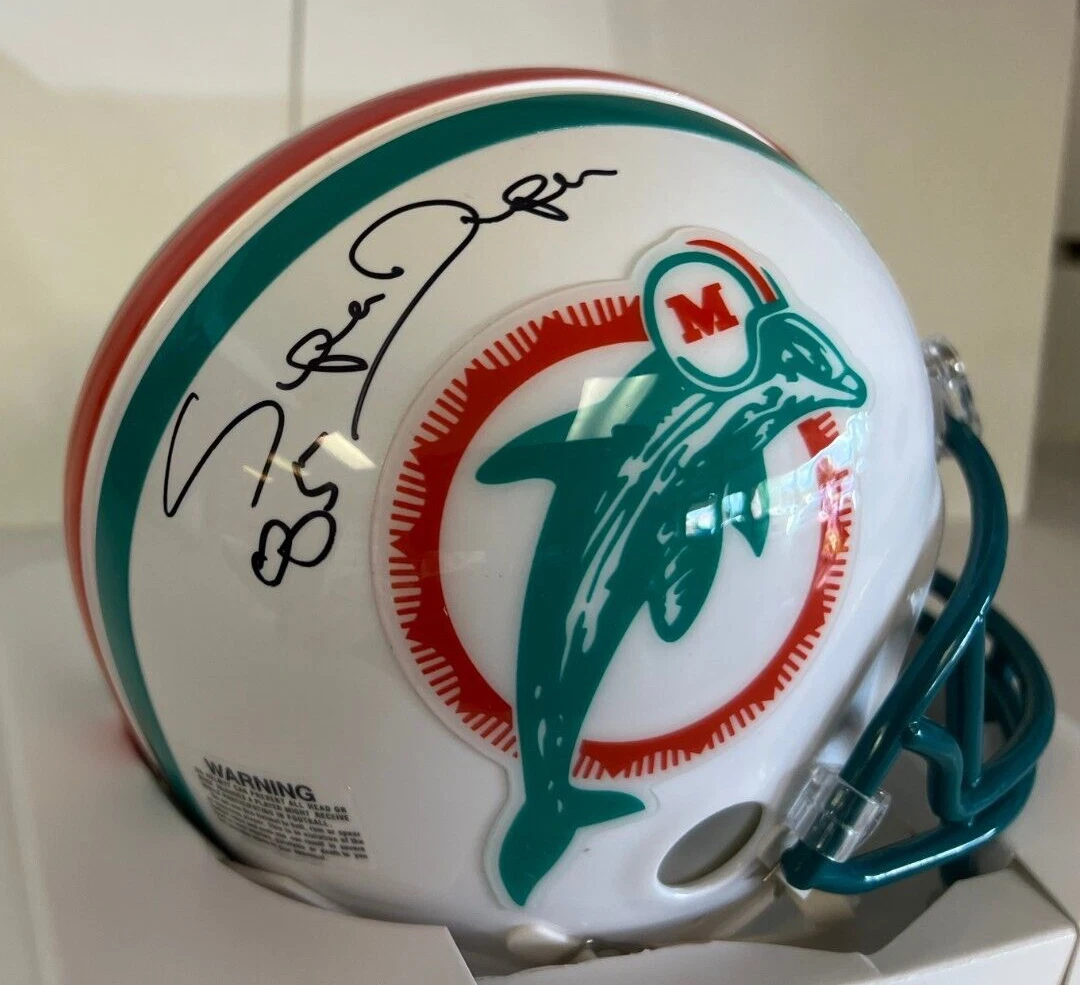 MARK SUPER DUPER MIAMI DOLPHINS SIGNED AUTOGRAPHED THROWBACK MINI HELMET W/COA