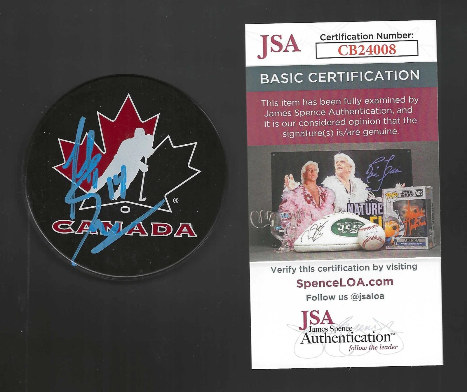 Todd Bertuzzi Signed Team Canada Puck Detroit Red Wings JSA COA